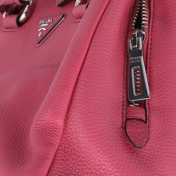 PRADA Triangle Logo Triple Compartment Satchel Handbag BN2853 Pink Leather - Picture 6 of 10